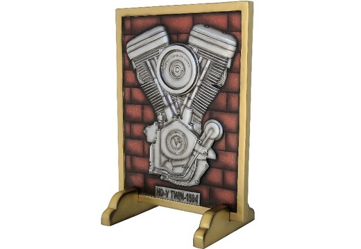 N6240 V-TWIN ENGINE ON RED BRICK EFFECT ADVERTISING SIGN FLOOR STANDING 2