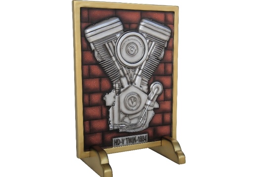 N6240 V-TWIN ENGINE ON RED BRICK EFFECT ADVERTISING SIGN FLOOR STANDING 3